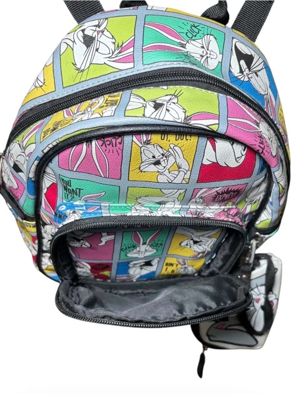 Warner Bros. Multicolor Cartoon Patchwork Mini Backpack with Bunny Coin Pouch